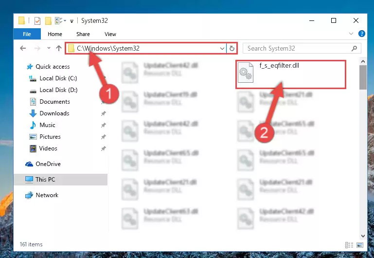 Pasting the F_s_eqfilter.dll library into the Windows/sysWOW64 directory