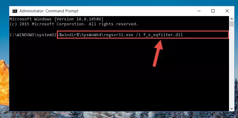 Uninstalling the damaged F_s_eqfilter.dll library's registry from the system (for 64 Bit)