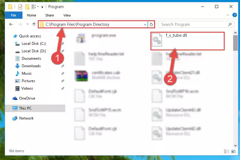 Uninstalling the broken registry of the F_s_tube.dll library from the Windows Registry Editor (for 64 Bit)