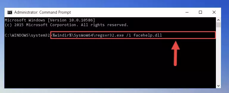Uninstalling the damaged Facehelp.dll file's registry from the system (for 64 Bit)