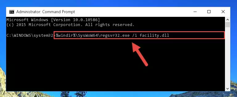 Cleaning the problematic registry of the Facility.dll library from the Windows Registry Editor