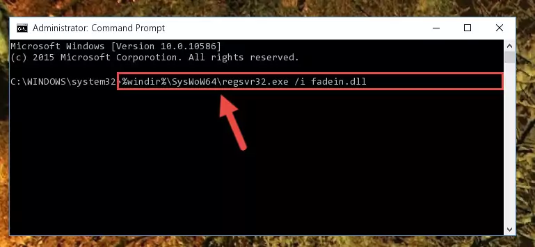 Uninstalling the damaged Fadein.dll library's registry from the system (for 64 Bit)
