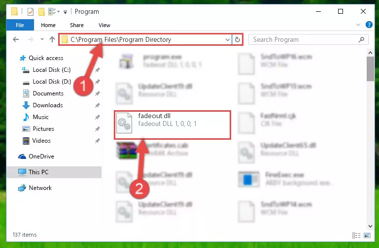 Uninstalling the damaged Fadeout.dll library's registry from the system (for 64 Bit)