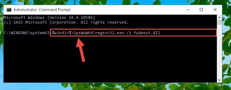 Deleting the damaged registry of the Fadeout.dll