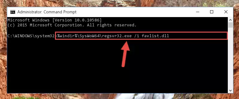 Deleting the damaged registry of the Favlist.dll
