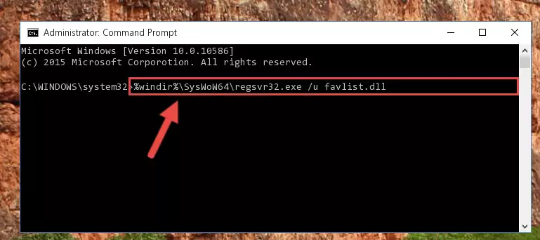 Reregistering the Favlist.dll file in the system
