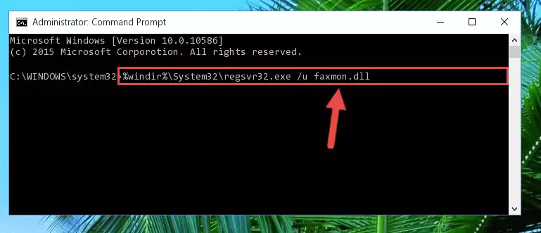 Reregistering the Faxmon.dll library in the system