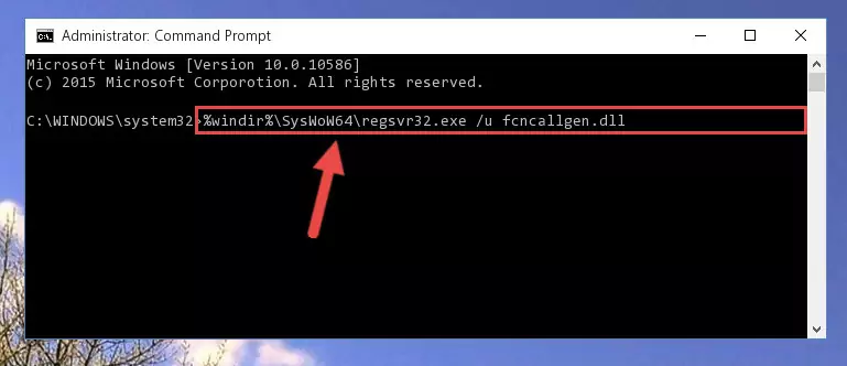 Creating a new registry for the Fcncallgen.dll library in the Windows Registry Editor