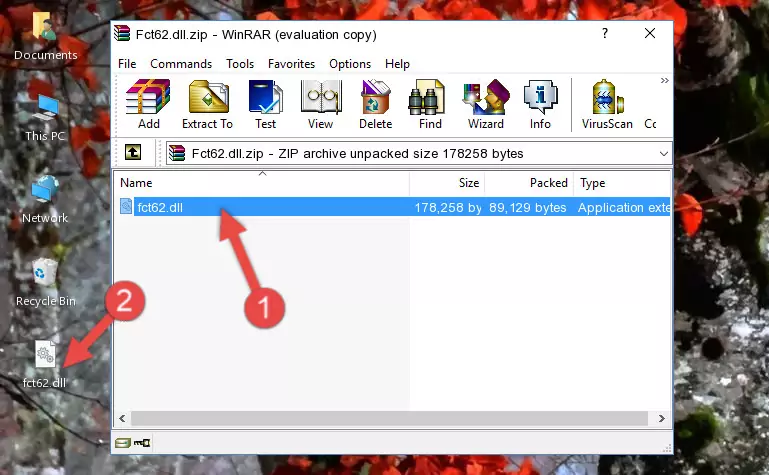 Pasting the Fct62.dll file into the software's file folder