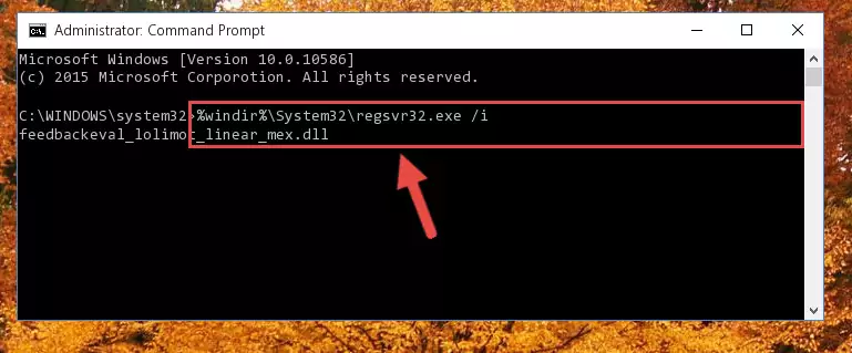 Reregistering the Feedbackeval_lolimot_linear_mex.dll file in the system (for 64 Bit)