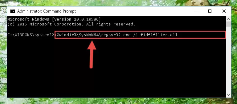 Deleting the damaged registry of the Fidf1filter.dll
