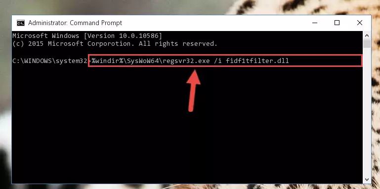 Uninstalling the Fidf1tfilter.dll file from the system registry