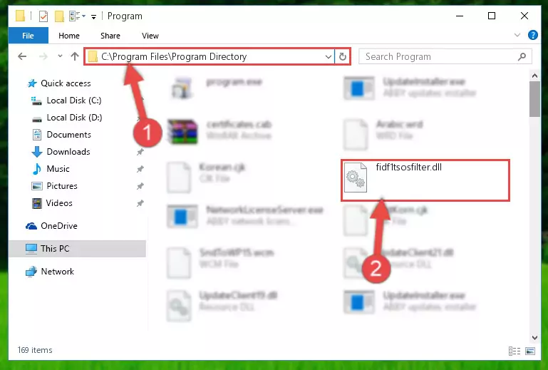 Choosing the Fidf1tsosfilter.dll library