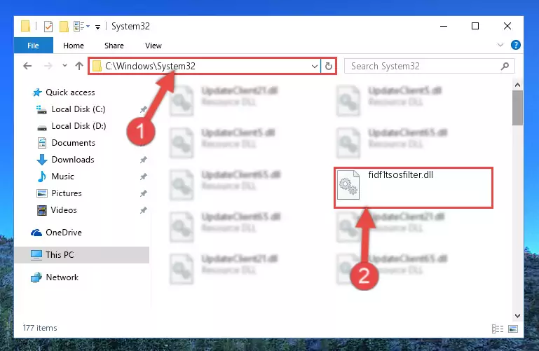 Copying the Fidf1tsosfilter.dll library to the Windows/sysWOW64 directory