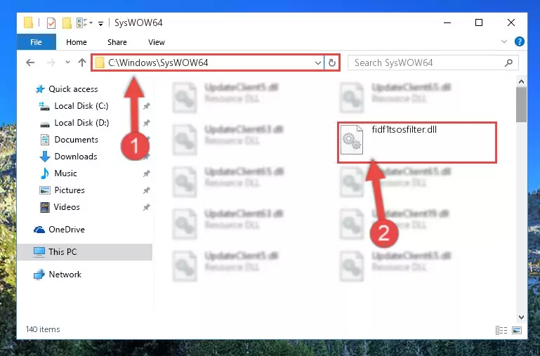 Extracting the Fidf1tsosfilter.dll library to the desktop