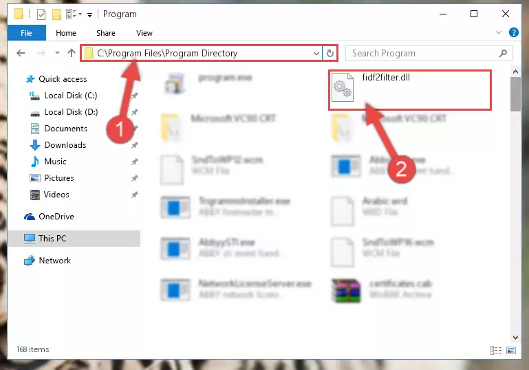 Choosing the Fidf2filter.dll library