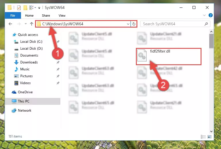 Extracting the Fidf2filter.dll library to the desktop