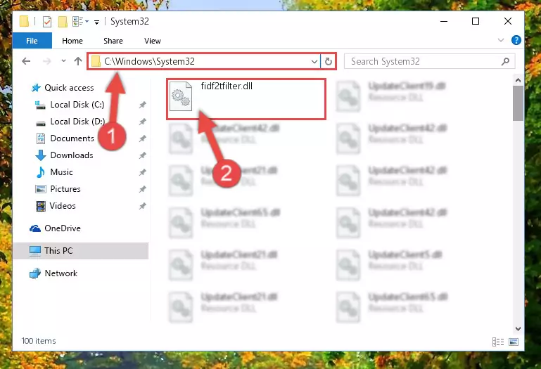 Copying the Fidf2tfilter.dll library to the Windows/sysWOW64 directory