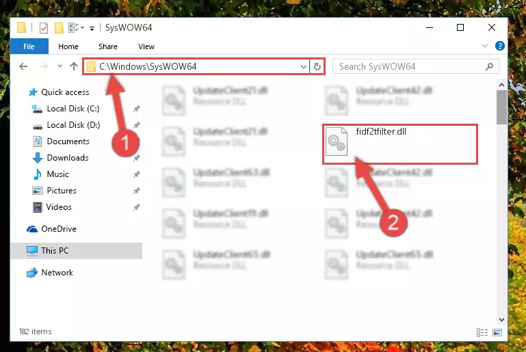 Extracting the Fidf2tfilter.dll library to the desktop
