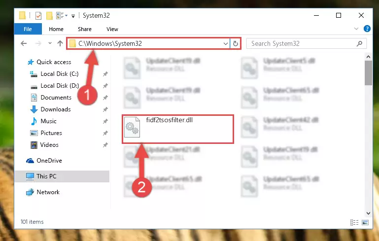 Pasting the Fidf2tsosfilter.dll library into the Windows/sysWOW64 directory