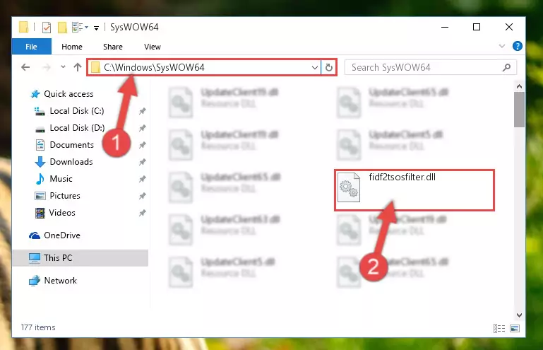Extracting the Fidf2tsosfilter.dll library to the desktop