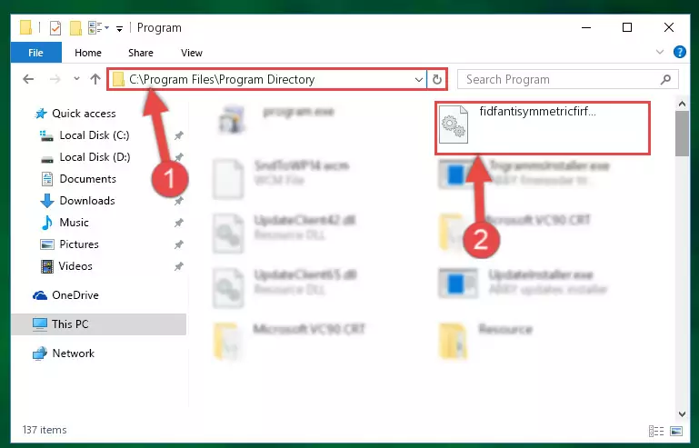 Uninstalling the damaged Fidfantisymmetricfirfilter.dll library's registry from the system (for 64 Bit)