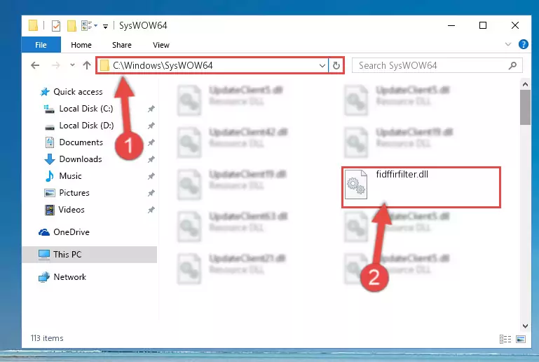 Copying the Fidffirfilter.dll library to the Windows/sysWOW64 directory