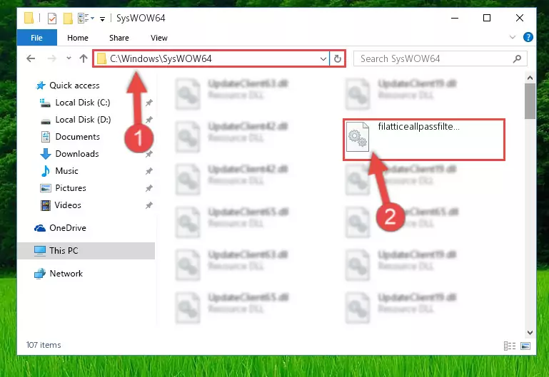 Extracting the Filatticeallpassfilter.dll library to the desktop