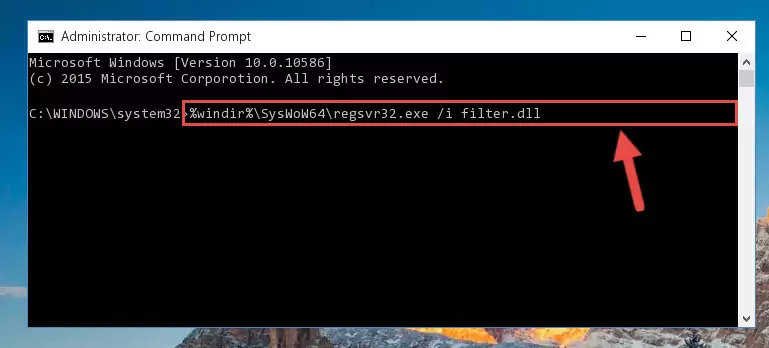 Uninstalling the broken registry of the Filter.dll file from the Windows Registry Editor (for 64 Bit)