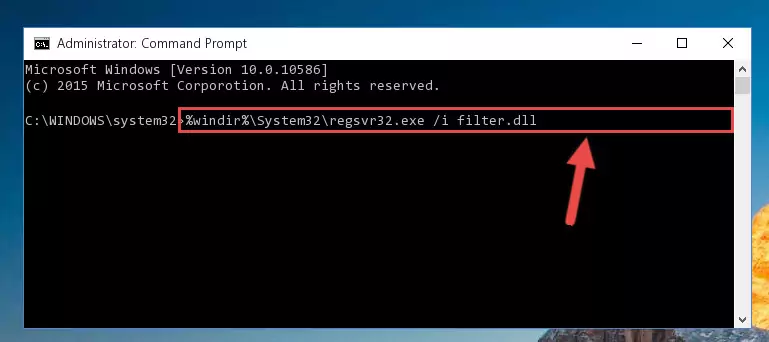 Uninstalling the Filter.dll file from the system registry