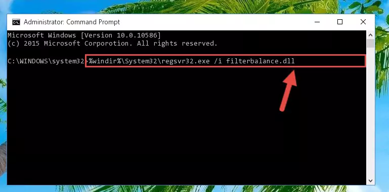 Cleaning the problematic registry of the Filterbalance.dll library from the Windows Registry Editor