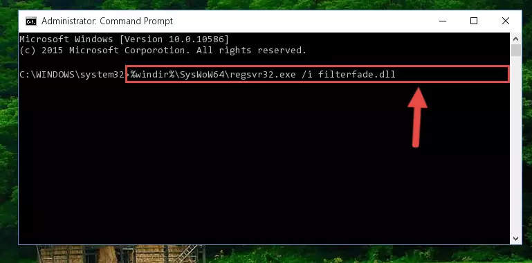 Deleting the Filterfade.dll library's problematic registry in the Windows Registry Editor