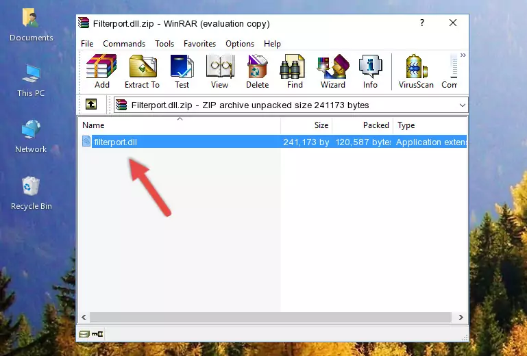 Copying the Filterport.dll library into the program's installation directory