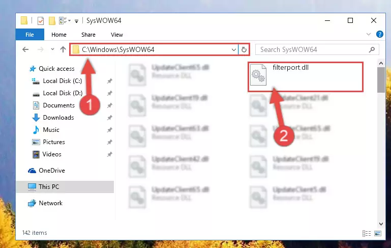 Extracting the Filterport.dll library to the desktop