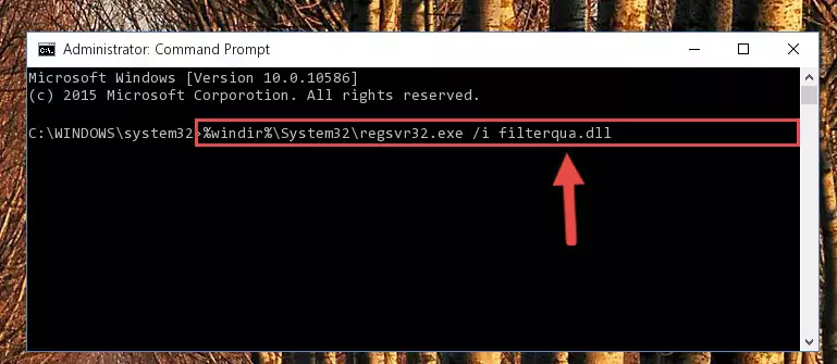 Reregistering the Filterqua.dll file in the system (for 64 Bit)