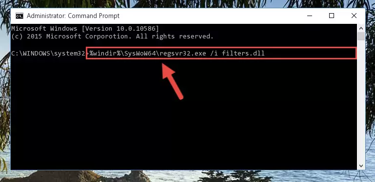 Uninstalling the Filters.dll file from the system registry