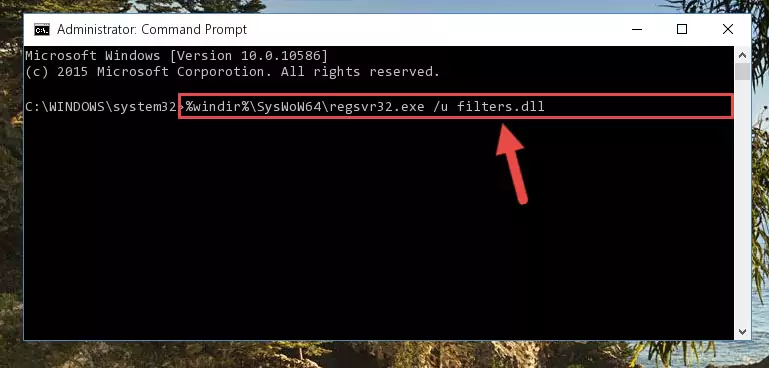 Reregistering the Filters.dll file in the system