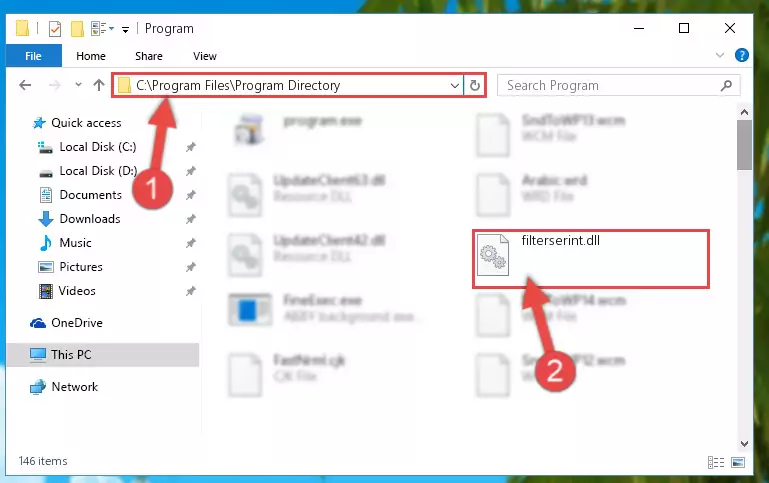 Uninstalling the Filterserint.dll library's problematic registry from Regedit (for 64 Bit)