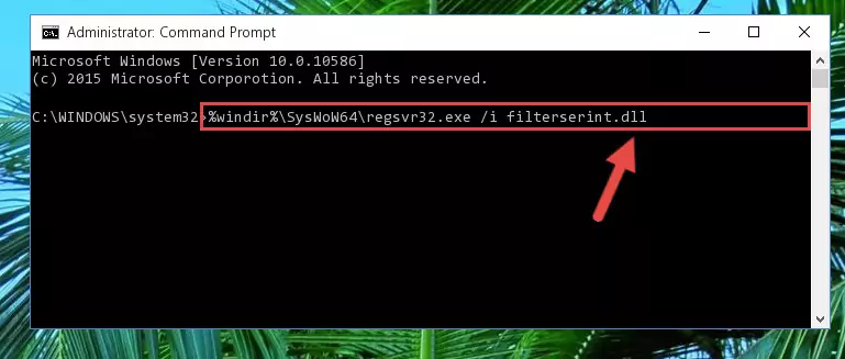Uninstalling the Filterserint.dll library from the system registry