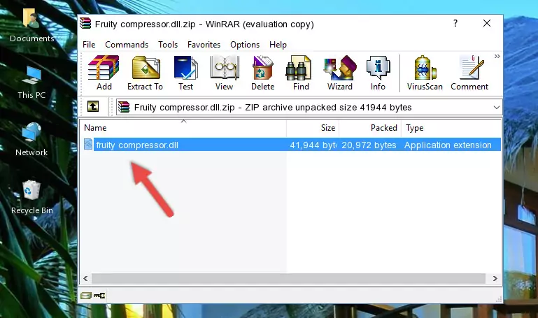 Copying the Fruity compressor.dll file into the software's file folder