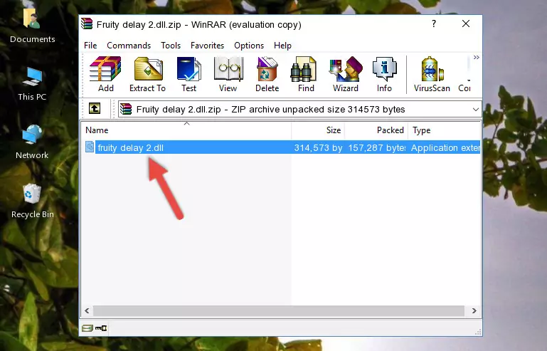Copying the Fruity delay 2.dll file into the file folder of the software.