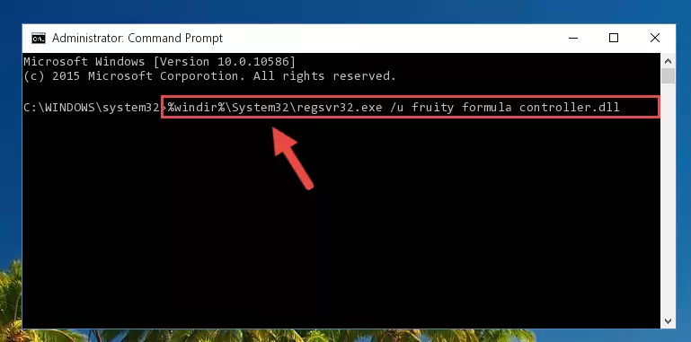 Reregistering the Fruity formula controller.dll file in the system