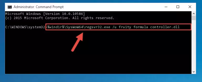 Reregistering the Fruity formula controller.dll file in the system (for 64 Bit)