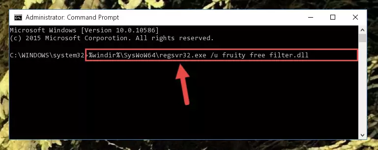Creating a new registry for the Fruity free filter.dll file in the Windows Registry Editor