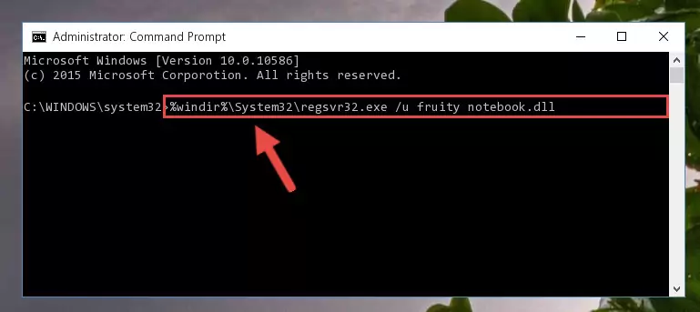 Reregistering the Fruity notebook.dll file in the system