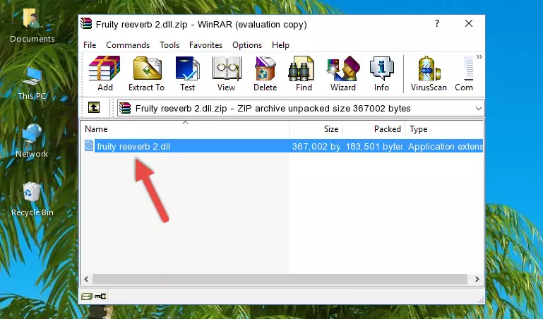 Copying the Fruity reeverb 2.dll file into the software's file folder
