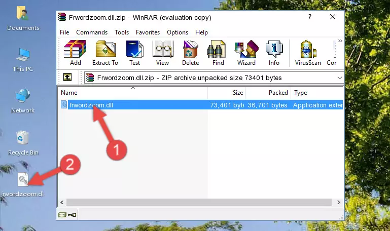 Copying the Frwordzoom.dll library into the installation directory of the program.