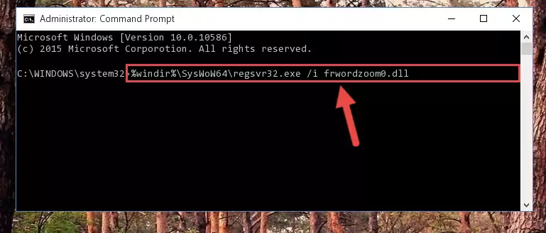 Deleting the damaged registry of the Frwordzoom0.dll