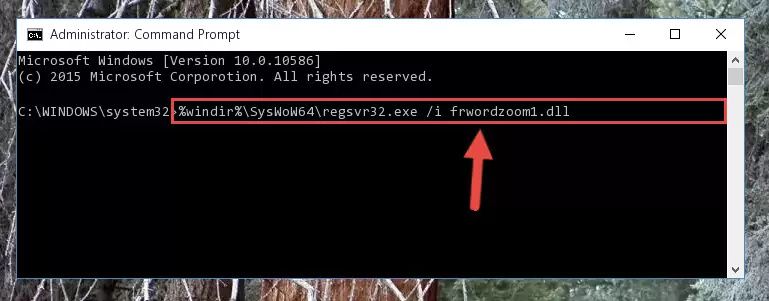 Uninstalling the Frwordzoom1.dll file from the system registry