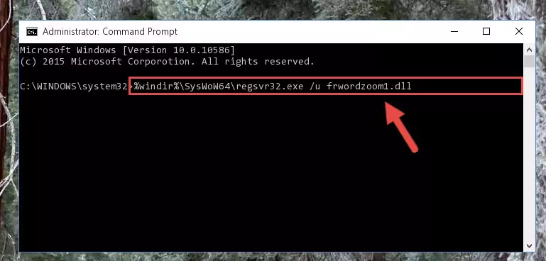 Creating a new registry for the Frwordzoom1.dll file in the Windows Registry Editor